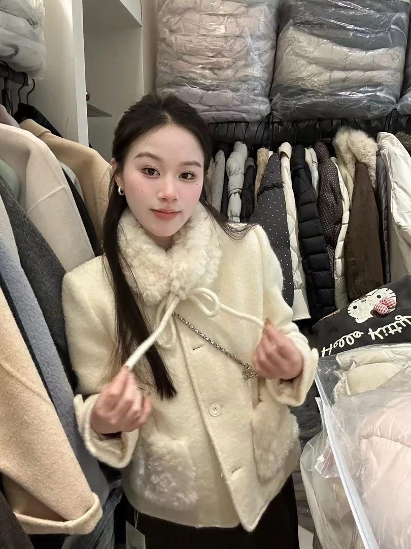 独特超好看深冬毛毛呢子大衣女入冬季2025年新款毛呢外套加厚爆款