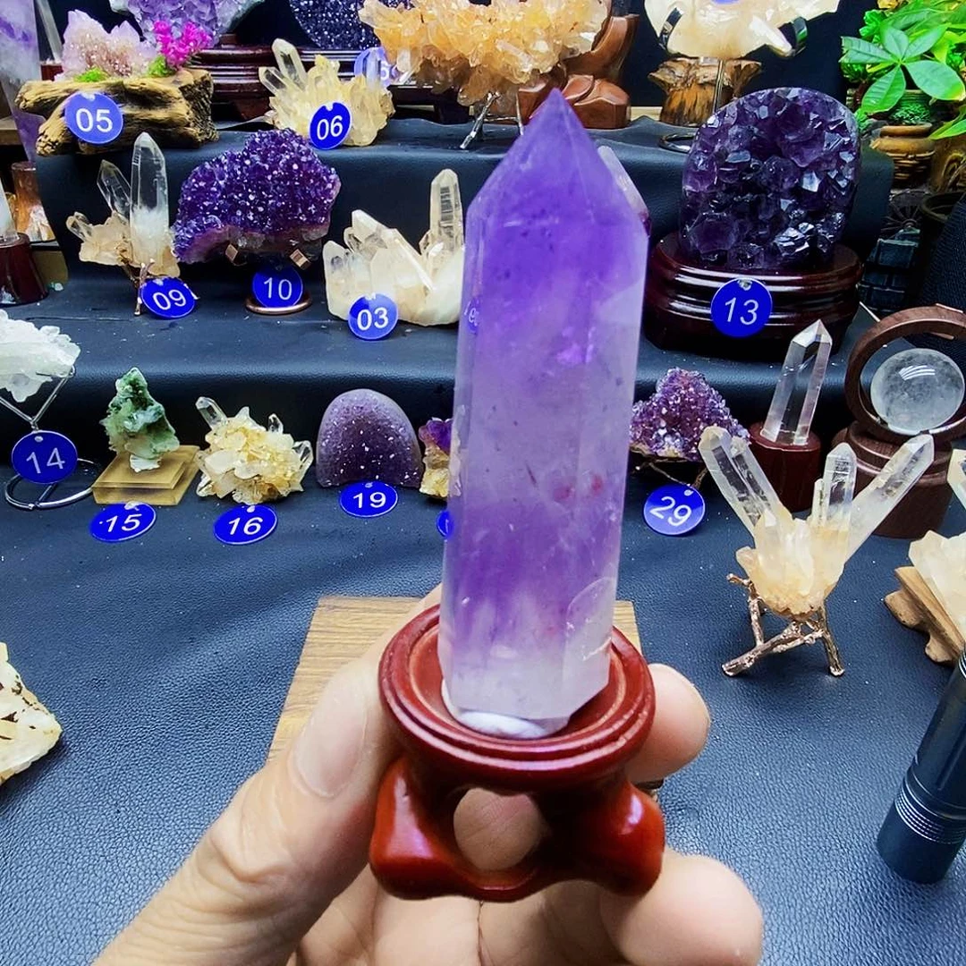 石材紫水晶摆件，