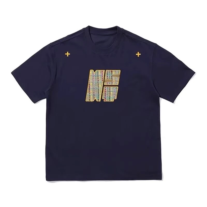 [嘴嘴]2025男款夏季刺绣美式潮牌字母短袖T恤ins潮牌宽松休闲上衣