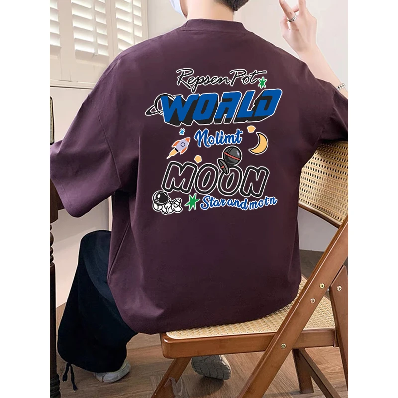 纯棉短袖T恤男女宽松上衣服潮牌ins设计感学生大码半袖休闲青少年