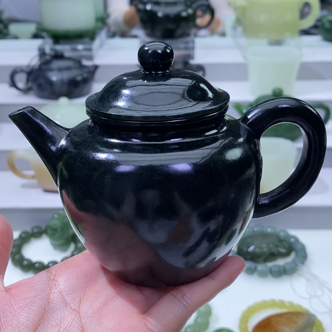 和田玉未镶嵌挂件茶壶