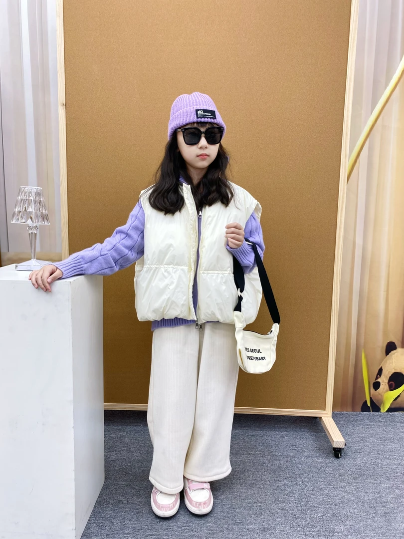 F·X超显白韩版紫色毛衣三件套（可单拍）儿童超软加绒糯米裤～女童