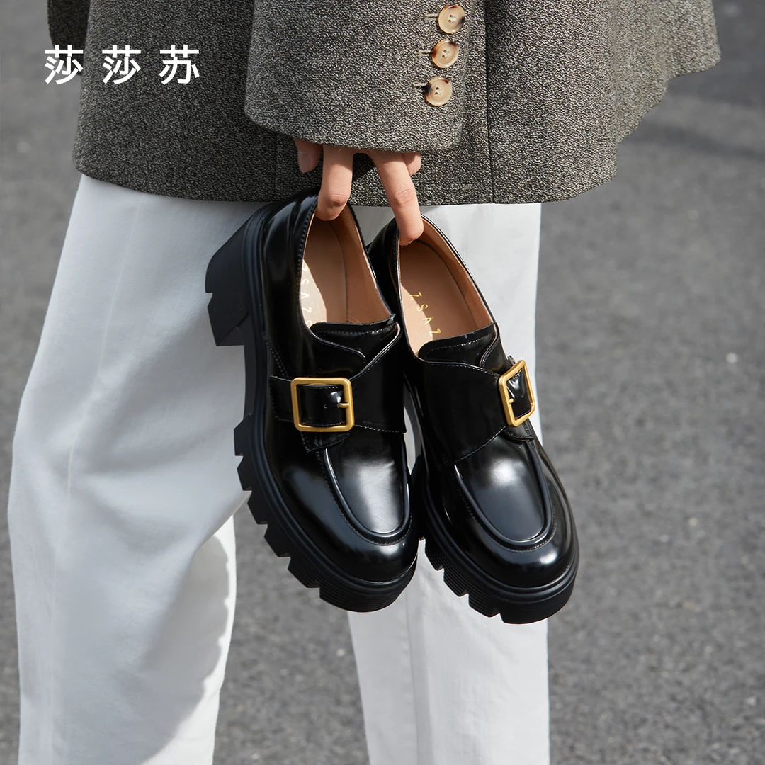【赵今麦同款】莎莎苏7.5cm乐福鞋增高英伦流光风小皮鞋ZA65168-40
