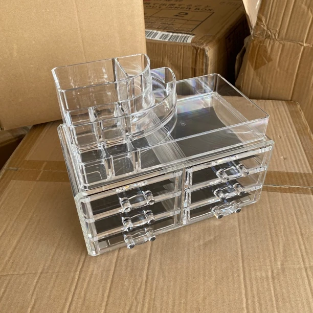 2层化妆品收纳架盒子整理盒指甲油首饰盒亚克力收纳盒24*14*19cm