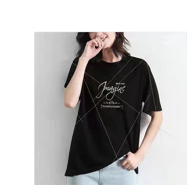 清了-男女同款夏季纯棉短袖印花卡通圆领包边宽松时尚休闲T恤