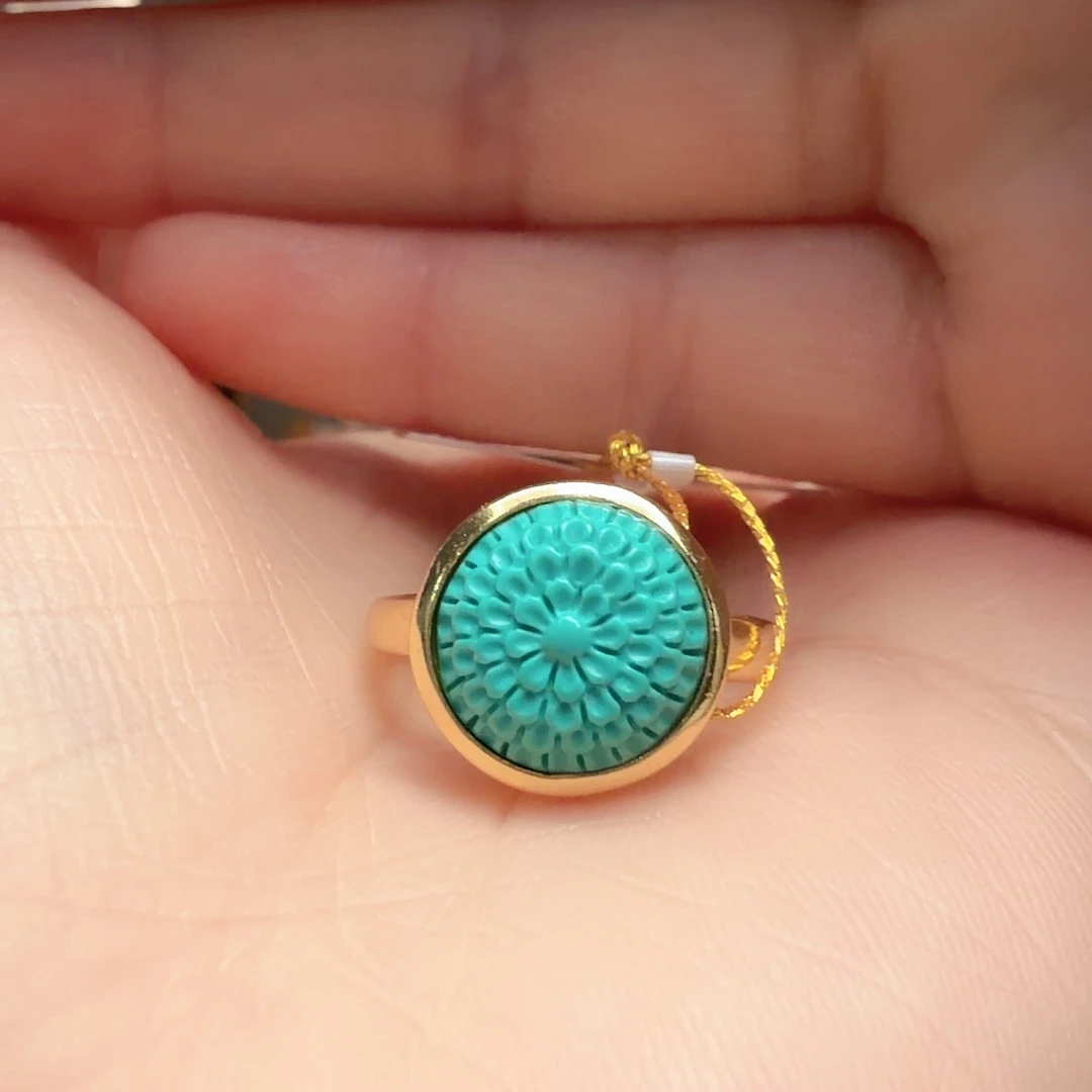 绿松石银S925镶嵌戒指