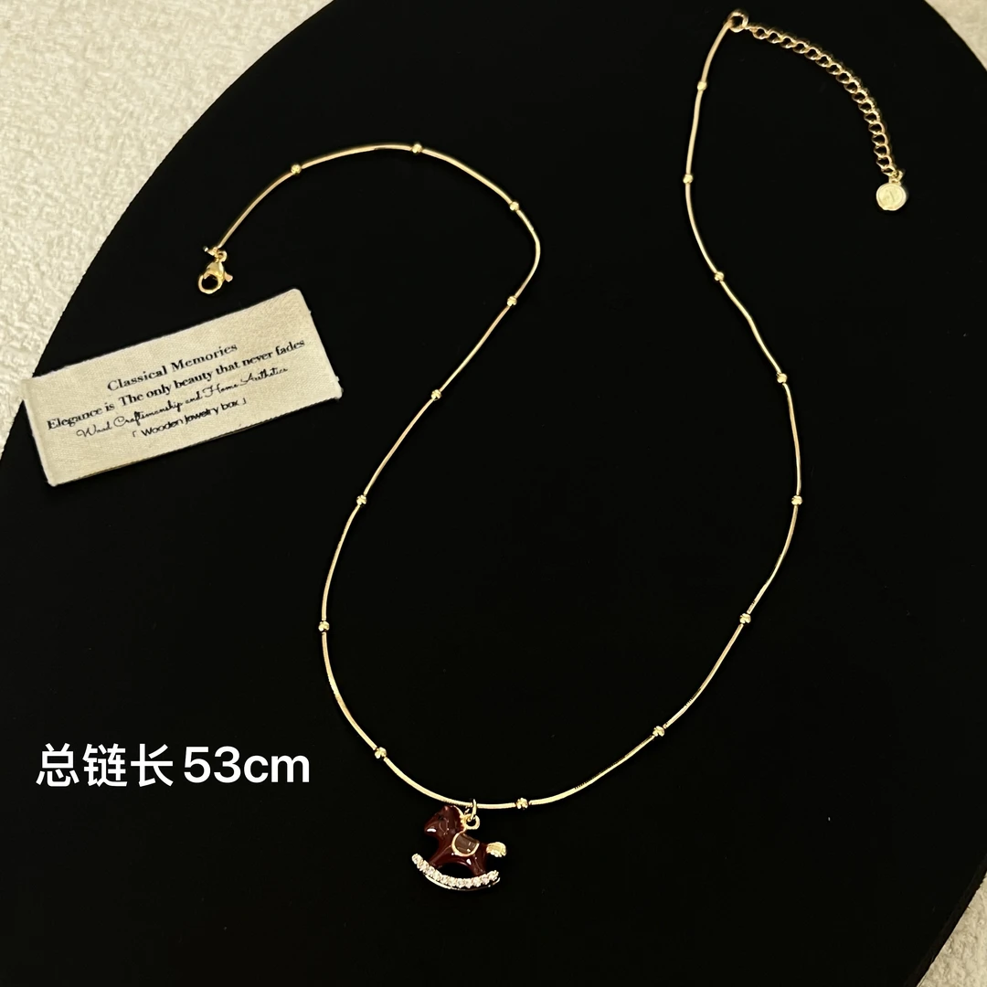 铜合金锆石项链 锁骨链秋冬气质时尚百搭来福小马项链8037