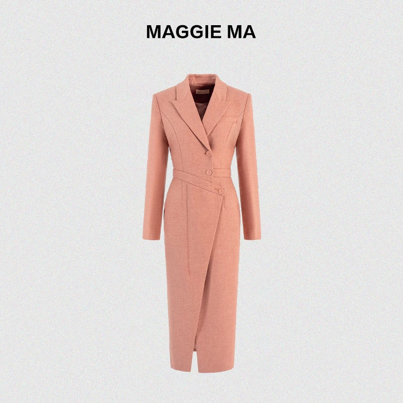 MAGGIE MA马婧高级外套女春秋款粉连衣裙轻奢高级大衣穿搭789C