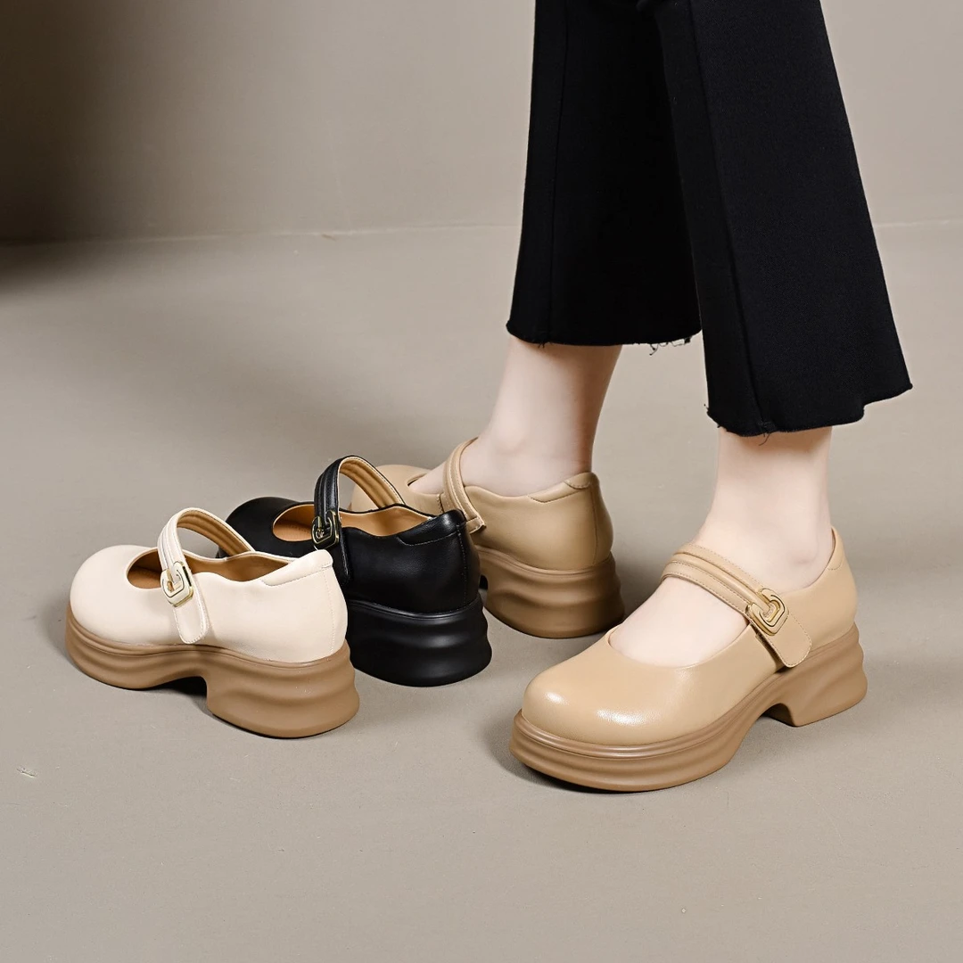 xizi/昔子1999新款厚底玛丽珍单鞋时尚百搭圆头粗跟英伦风夏季