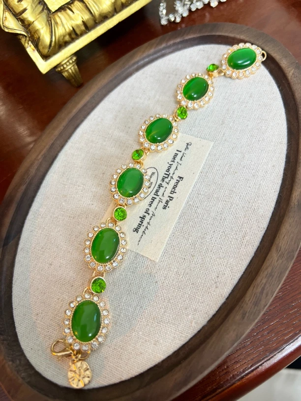 合金手镯 2003莫奈中古打标M标绿色猫眼手链