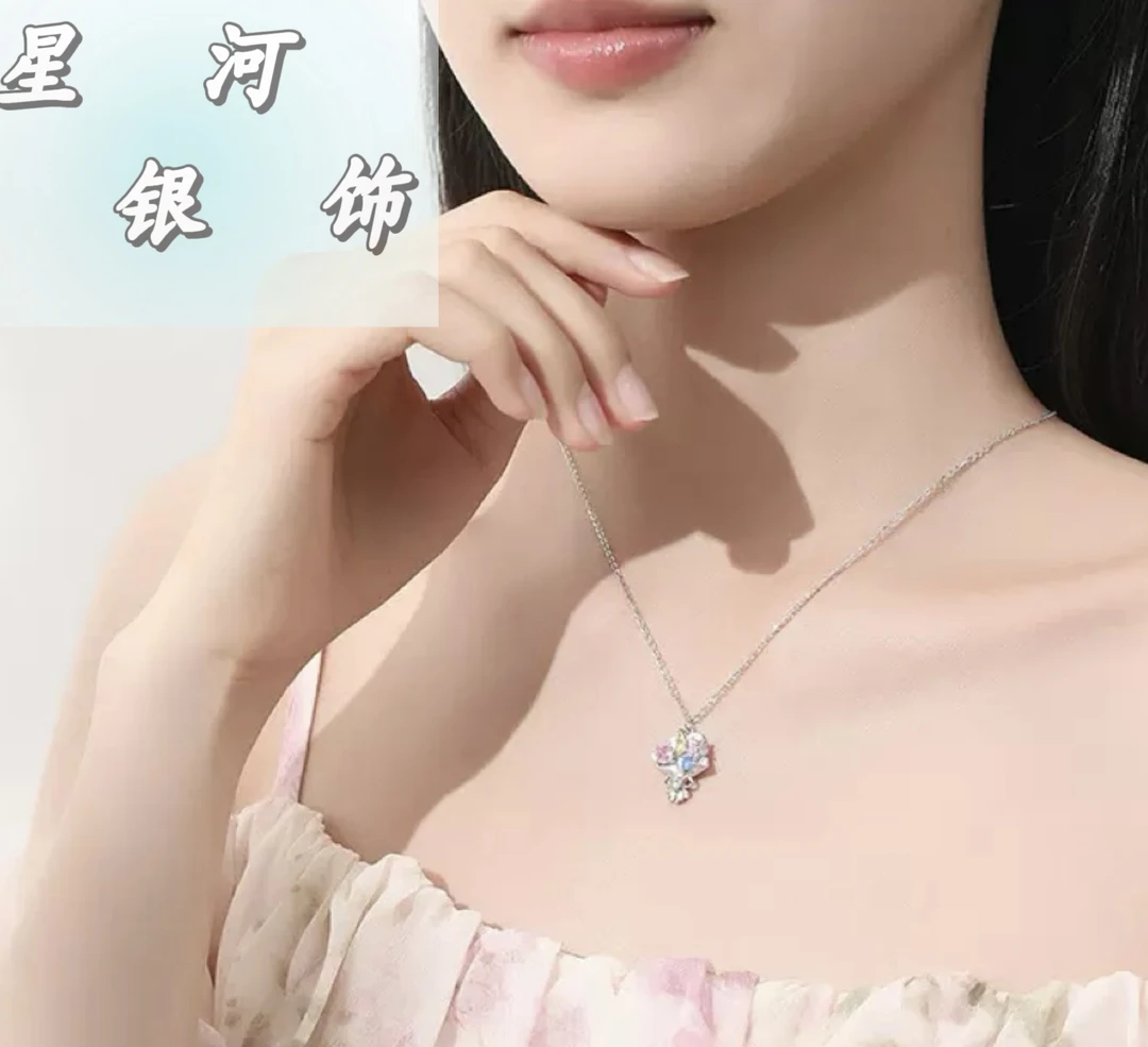 坠链均925银锆石 日韩少女风真爱鲜花甜美饰品简约气质