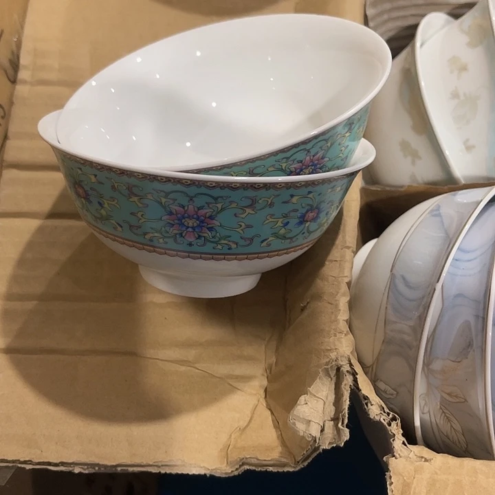 瓷片高白泥珐琅彩4.75英寸米饭碗2个，包邮