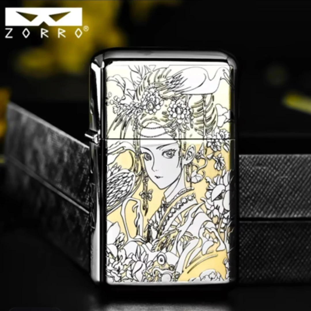 【佐罗三代790】白镍刀马旦古典美女煤油打火机（需自行加油）z