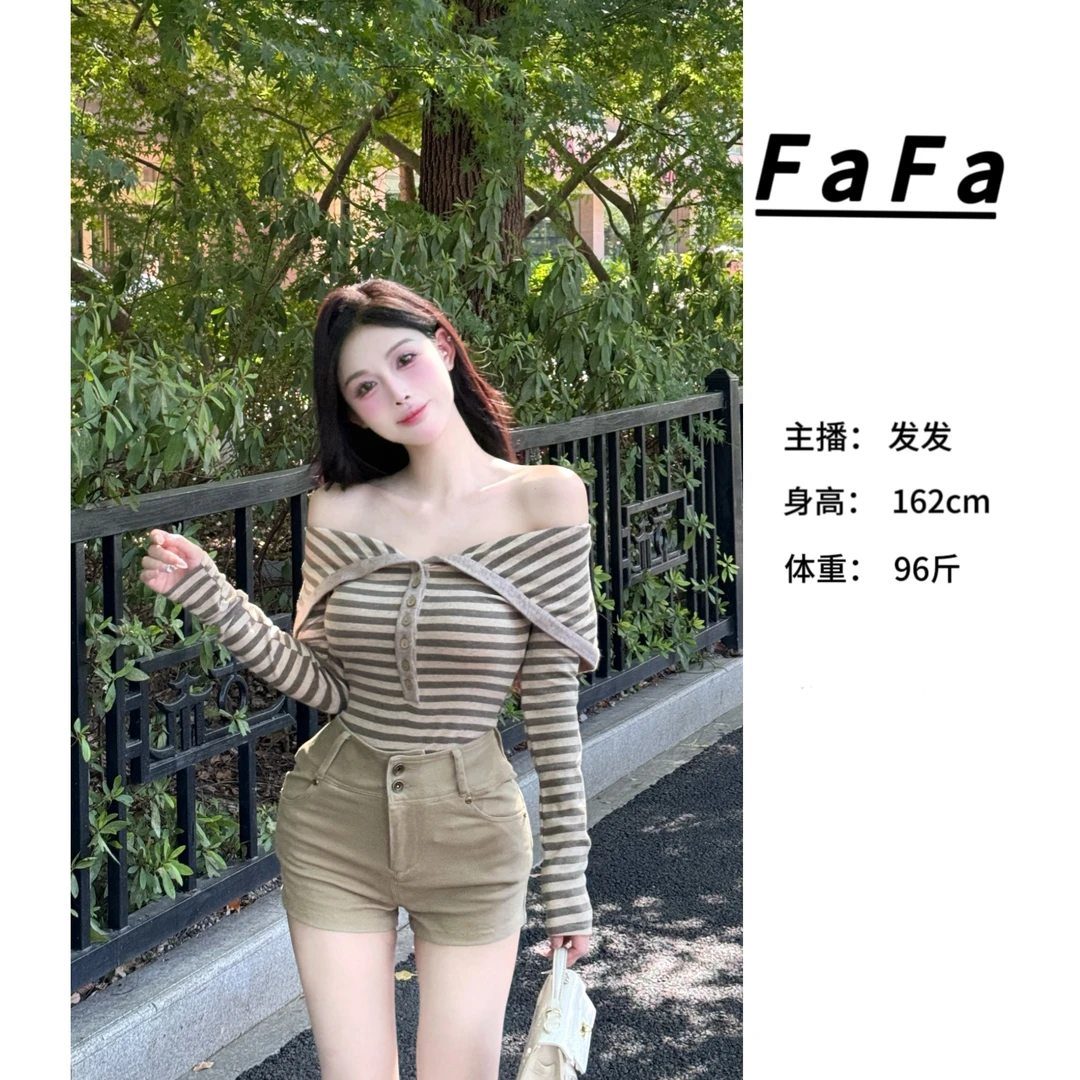 FaFa ●【舞漫迷彩】条纹上衣预X4SY0970A显瘦气质莫奈花园风