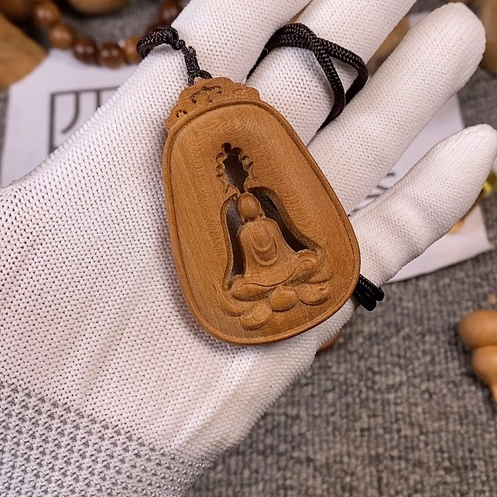 檀香木手串/手链老山檀香雕刻无相镂空吊坠