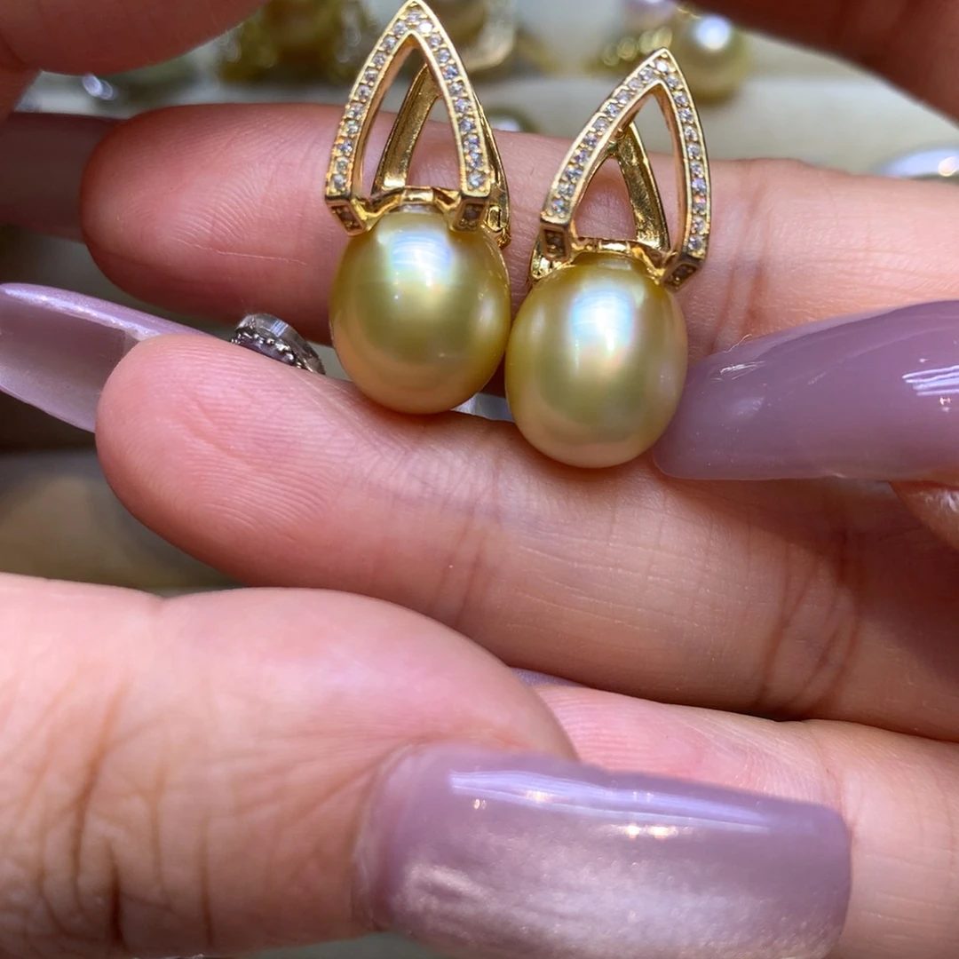 银S925镶嵌耳饰海水珍珠