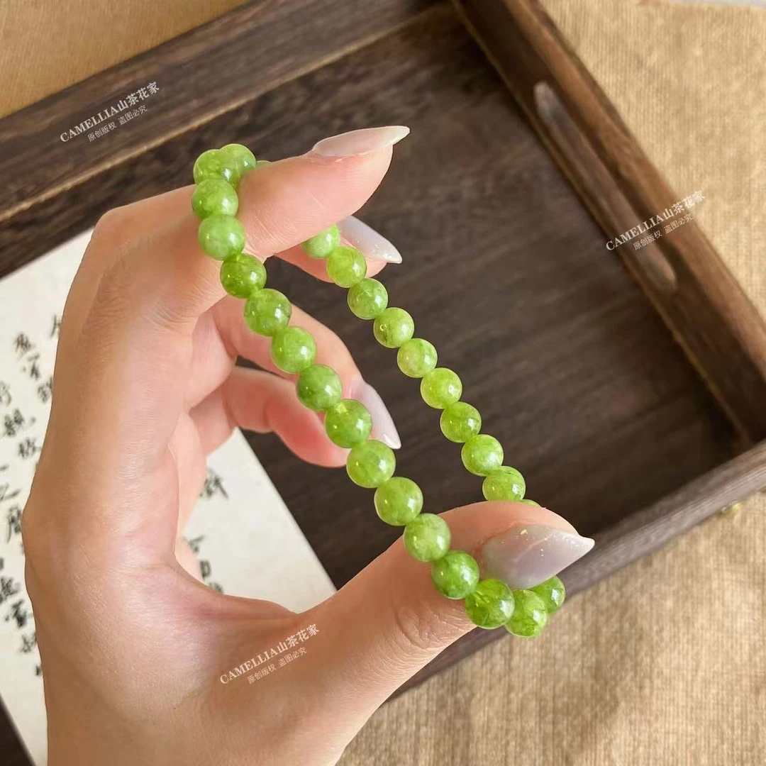 【千禧设计师】手工春山绿中式橄榄绿石水晶手链舒缓焦虑提高能量