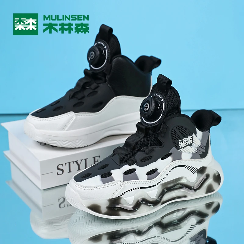 木林森童鞋春秋新款儿童轻便鞋透气旋转纽扣女童中大童网面鞋8832