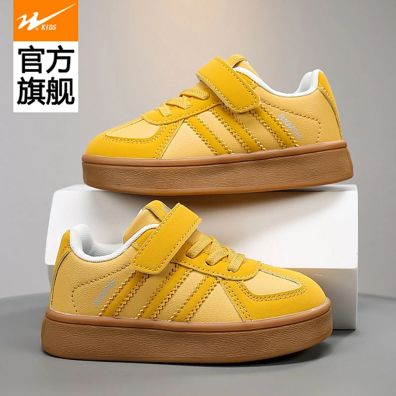 双星儿童学生皮面防水男孩运动鞋2025新款春秋女孩轻便软底休闲鞋