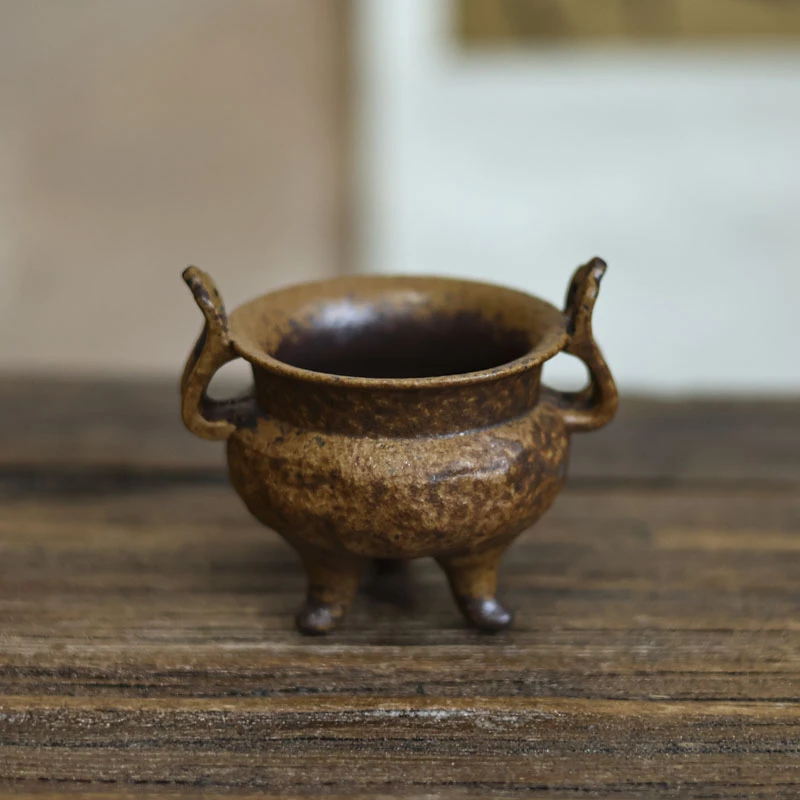 【坐饮亭竹】酱釉双耳炉香炉（灰念0041）