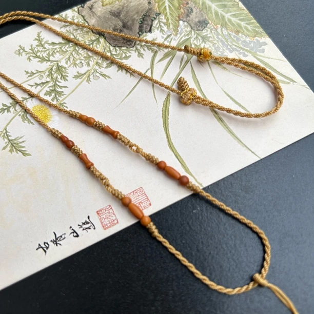 纯手工编织橄榄核吊坠绳细款精美挂坠绳可调节