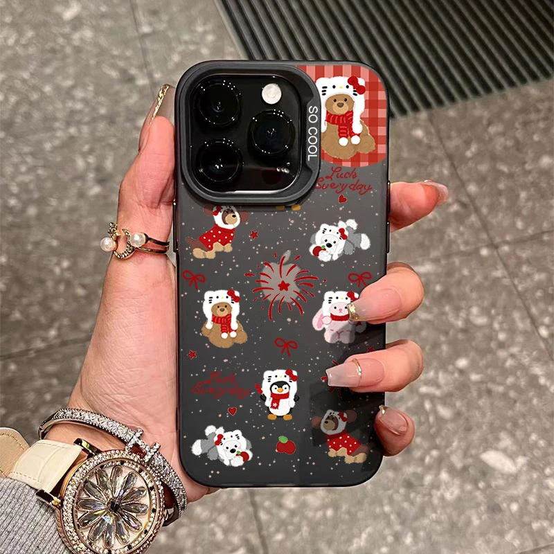 新年烟花可爱动物适用苹果16/15手机壳iphone14元气13软胶12/11xs