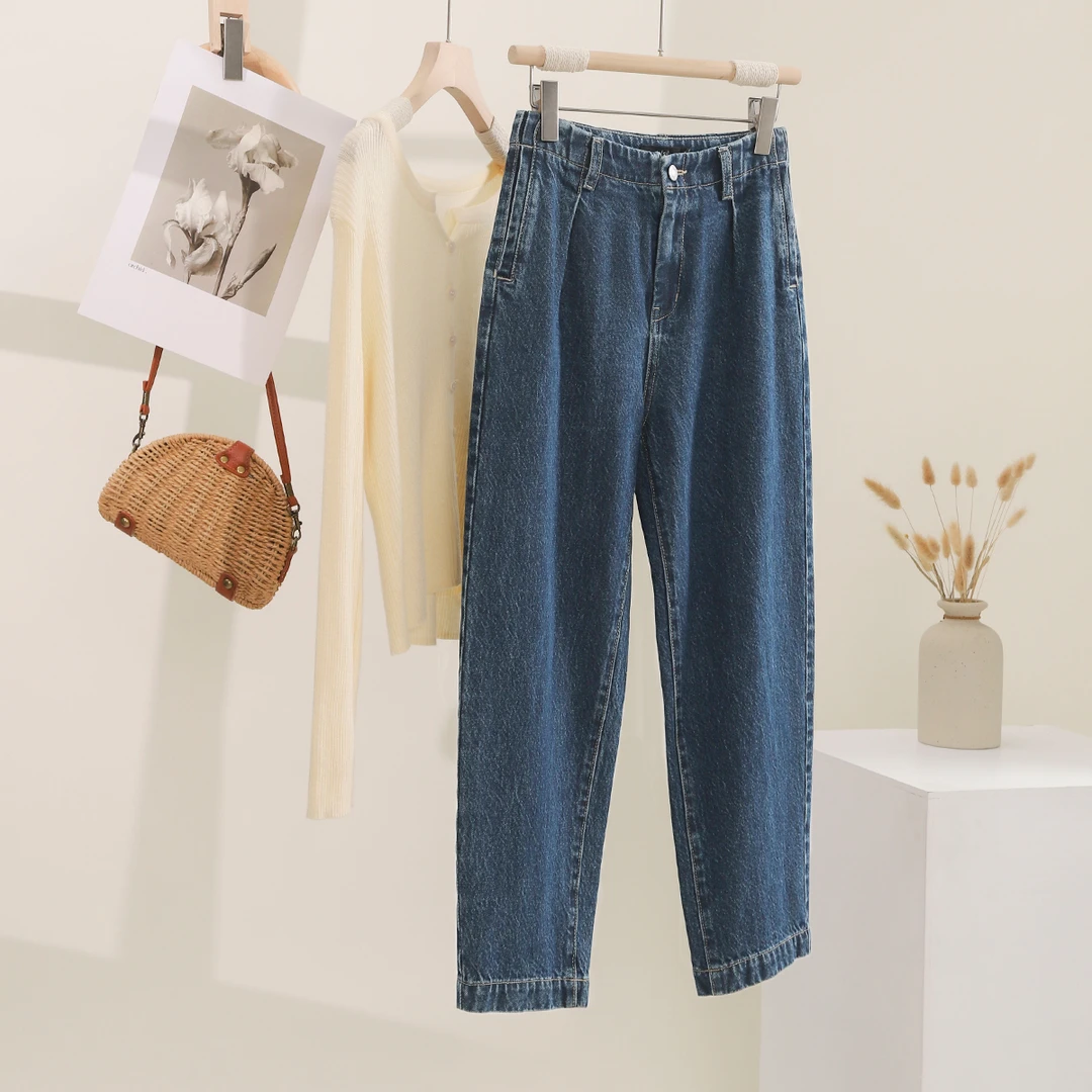 索菲丝尔2025年春季新款高腰显瘦九分哈伦牛仔裤512068