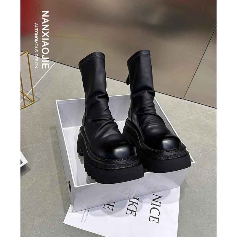 【官网小C&K旗舰店】厚底短靴女款2025新款春夏网红爆款女士磨砂