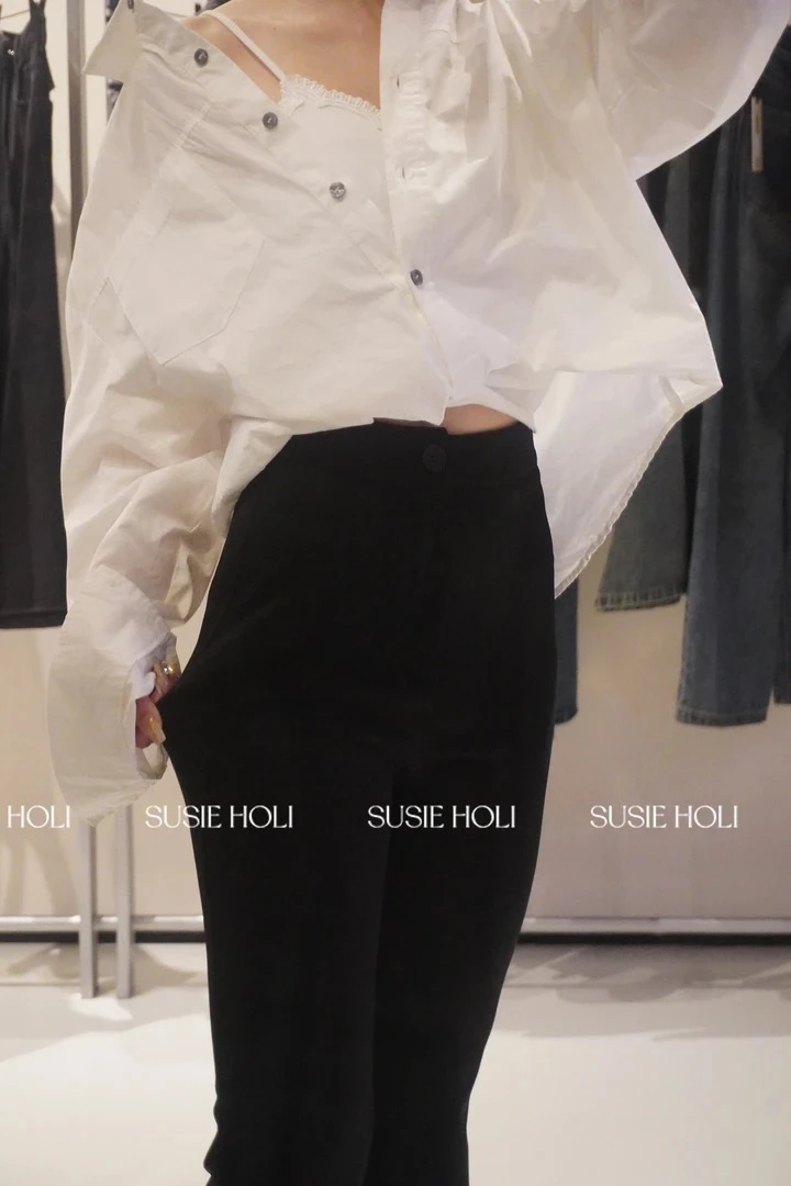 SUSIE HOLI 显瘦春夏微喇叭西裤气质