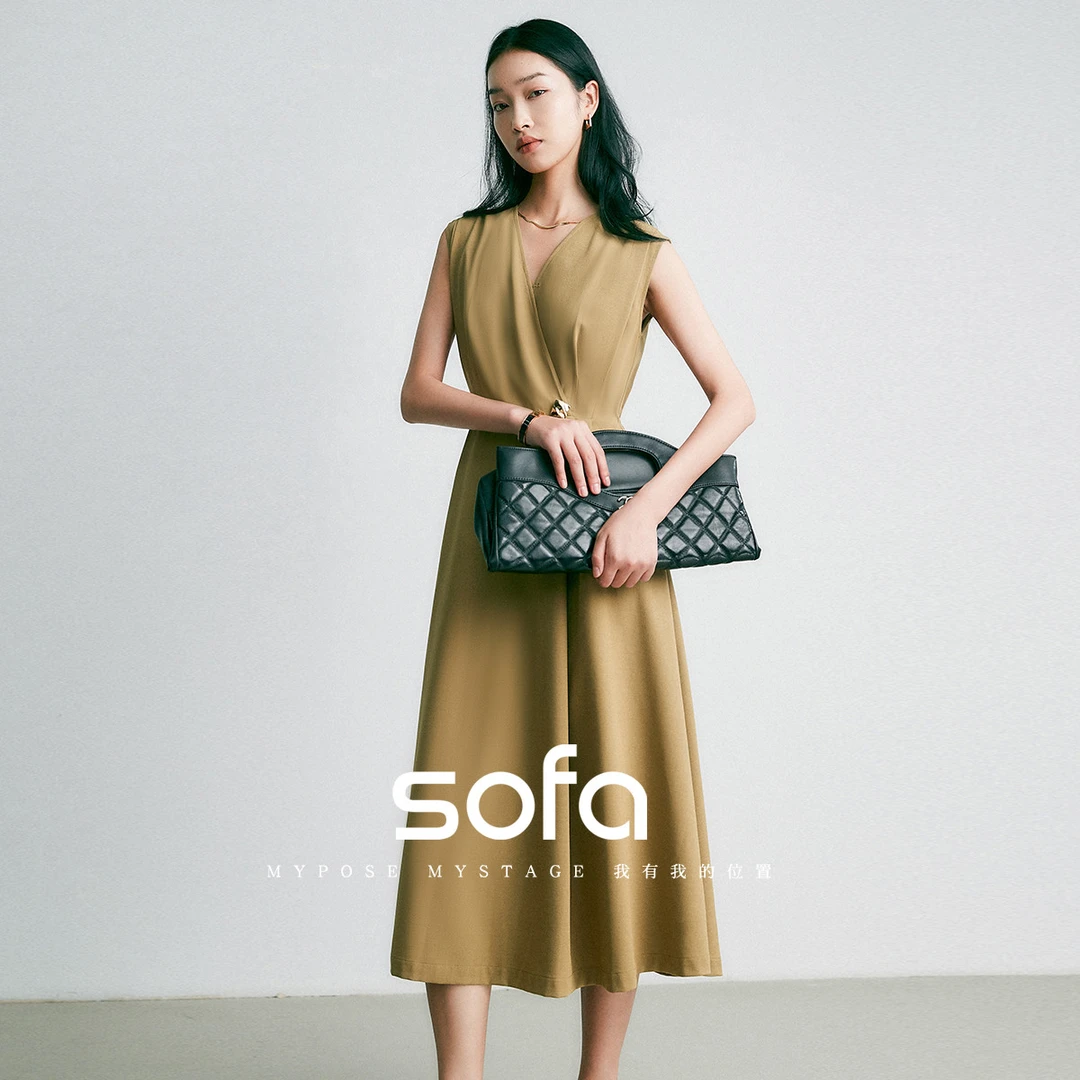 sofaS42L7703954显瘦连衣裙2024夏季优雅A字裙女