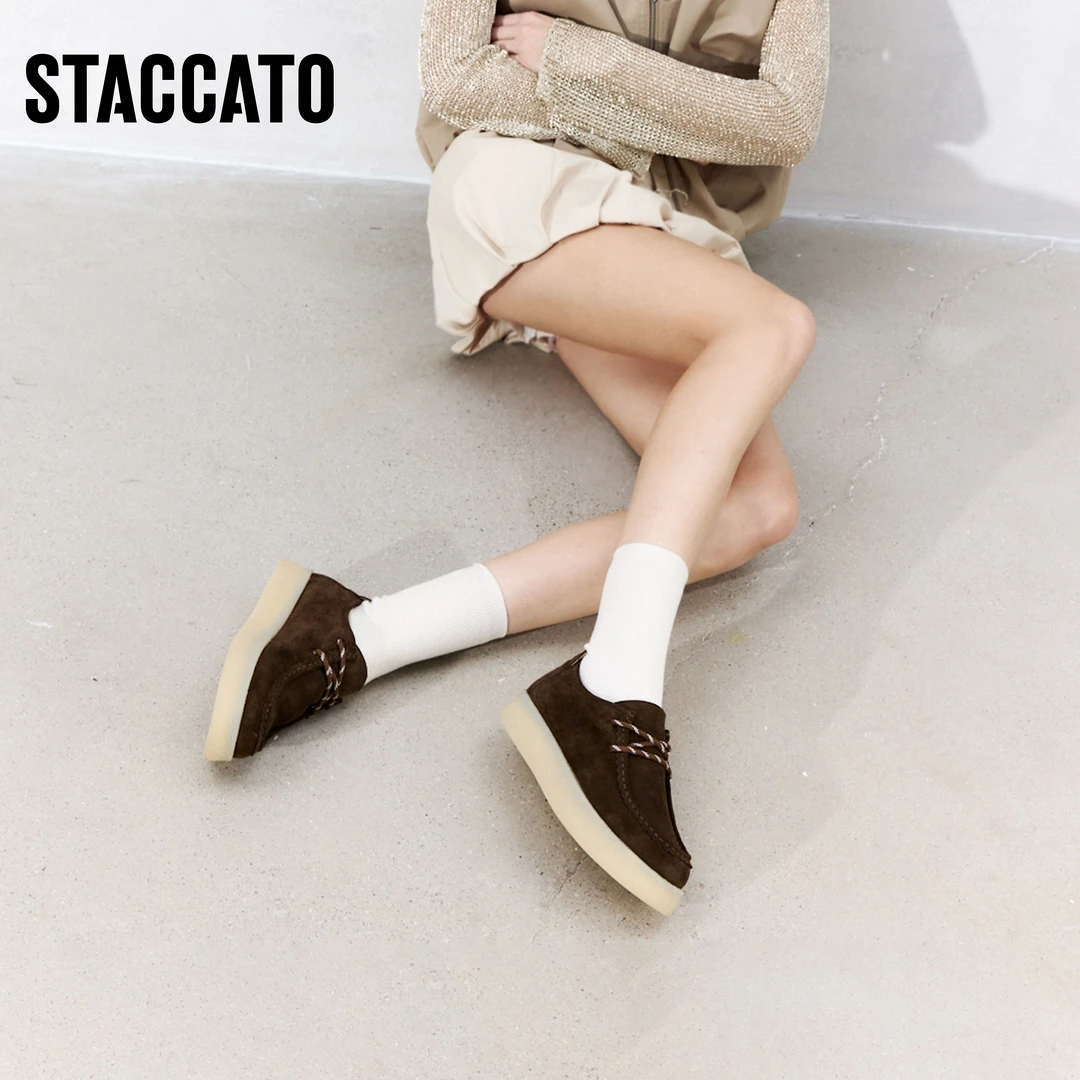 【小小莎专属】思加图2025春季新款肯豆风复古袋鼠鞋休闲鞋C3376AM5