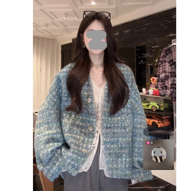 【香阀世家】时髦保暖香香外套女2025年秋冬季新款时尚撞色开衫外套