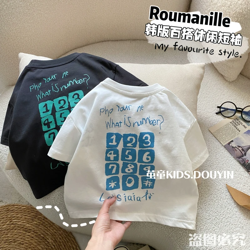 【麦麦妈】X095夏季小童数字百搭短袖T恤新品男女宝宝上衣百搭