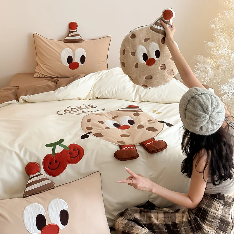【含抱枕】可爱卡通风丨贴布绣四件套纯棉全棉床单被套高级感床品