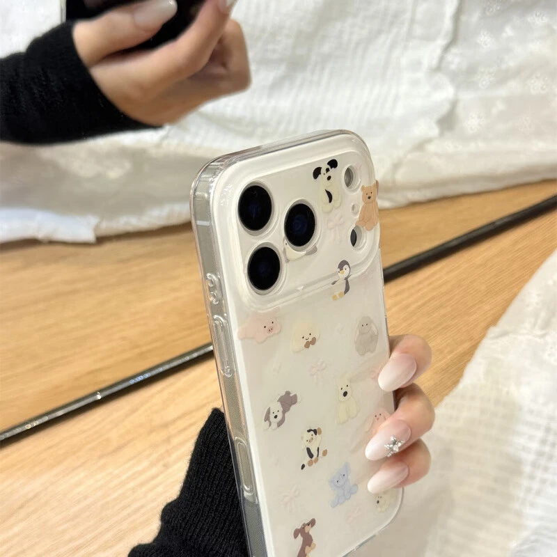 iphone17pro苹果全系列手机壳防摔白底蝴蝶结少女心双层保护套