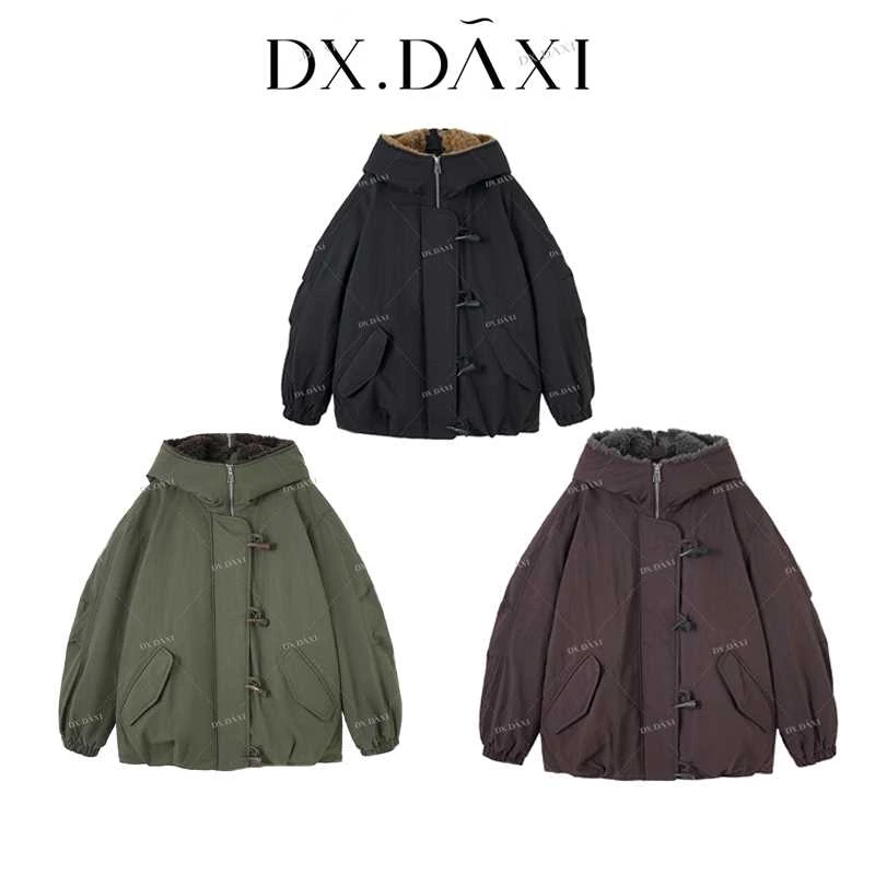 DX.DAXI【冰川暖宝】颜境复古牛角扣毛绒领宽松款羽绒服88AW1816