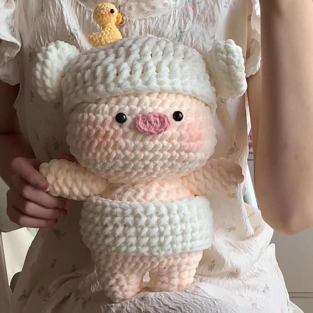 手工diy泡澡猪猪材料包毛线编织可爱公仔抱枕钩织钩针自制玩偶