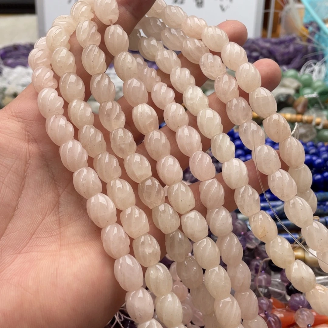 玛瑙/玉髓合金珠宝半成品一条装10*12mm粉水转运珠