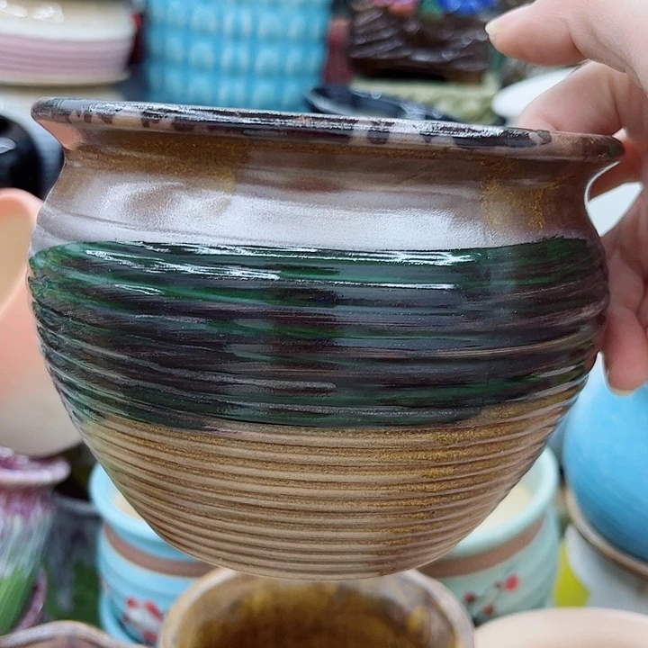 多肉绿植陶瓷花盆9.9包邮，有孔