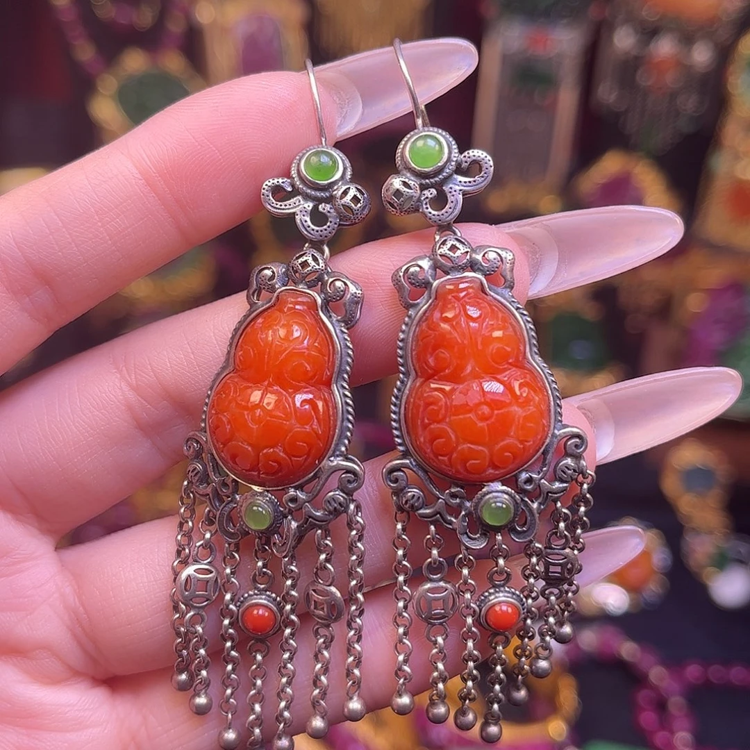 翡翠银S925镶嵌耳饰