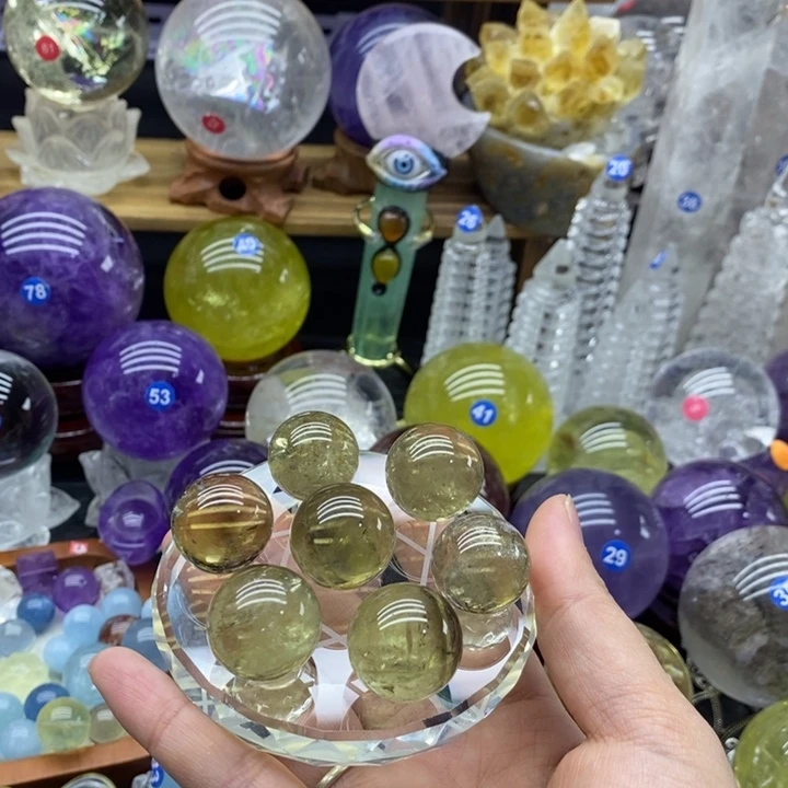 石材天然黄水晶七星阵