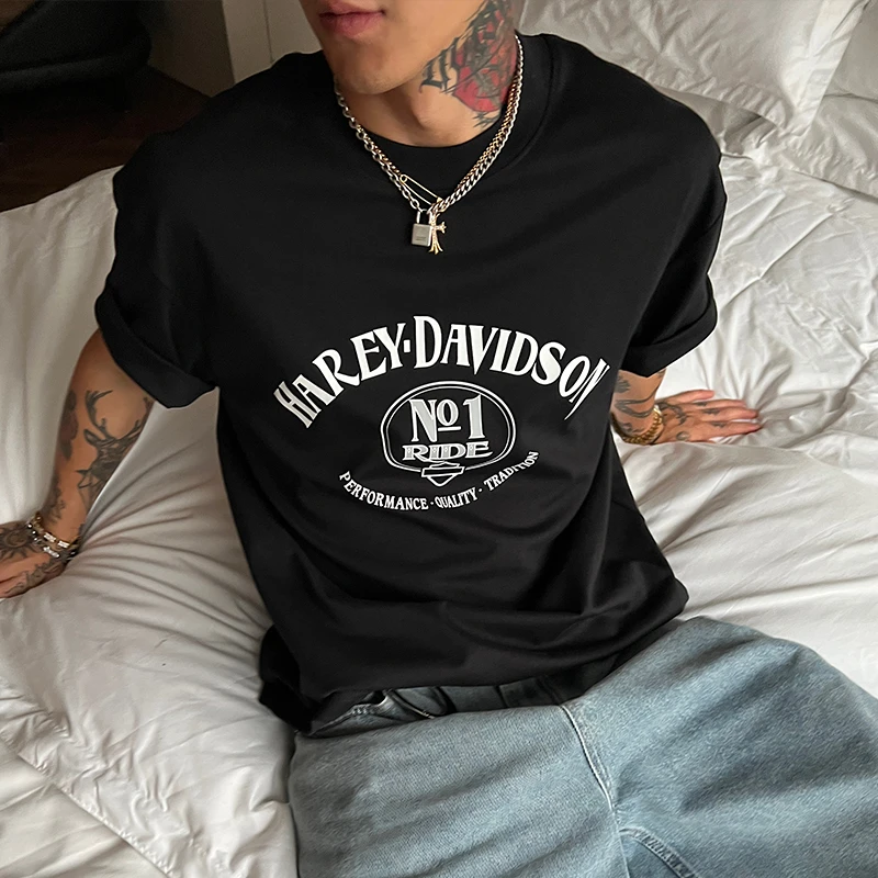 OXFREAK「勋章字母印花」280g重磅美式短袖t恤男宽松圆领情侣半袖