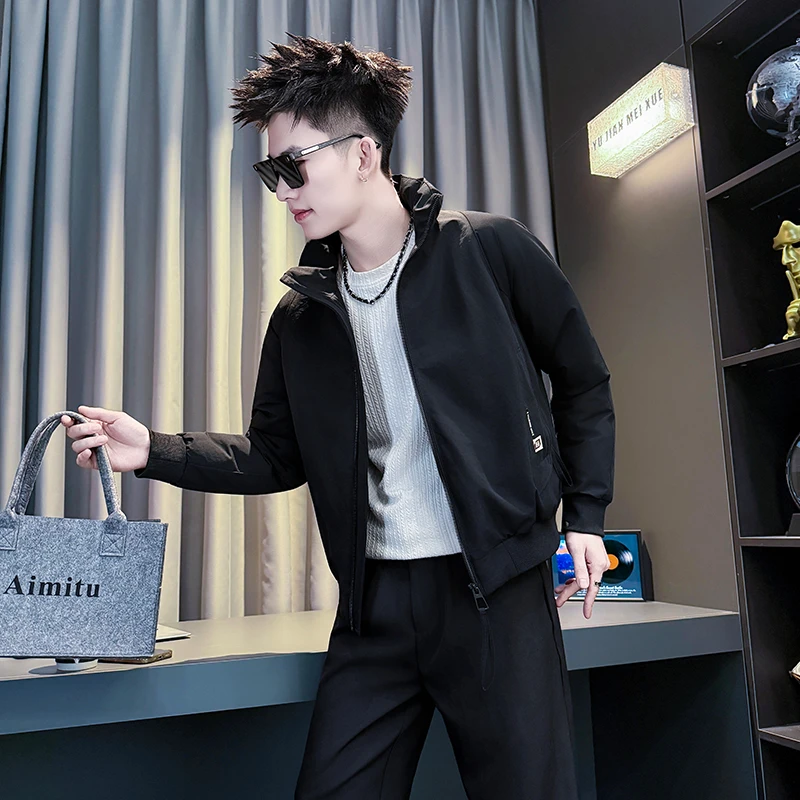 冬季痞帅修身棉服男潮牌简约拼接短款棉袄子2026新款男士冬装外套