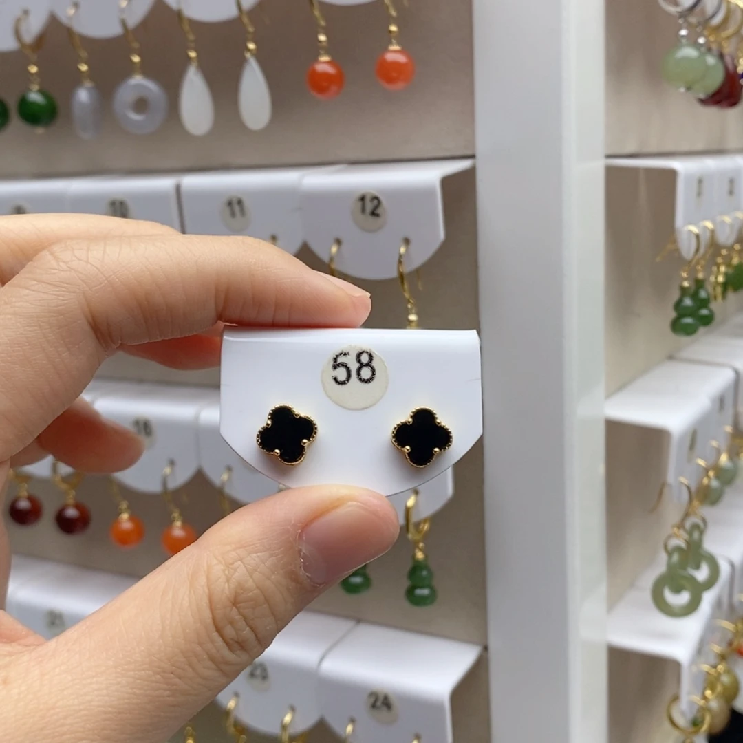 银S925镶嵌和田玉耳饰