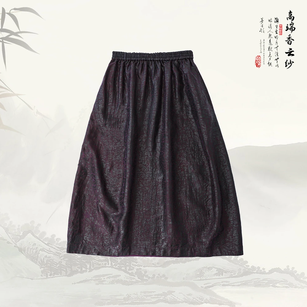 品牌新款新中式设计感复古松紧腰花苞裙529447