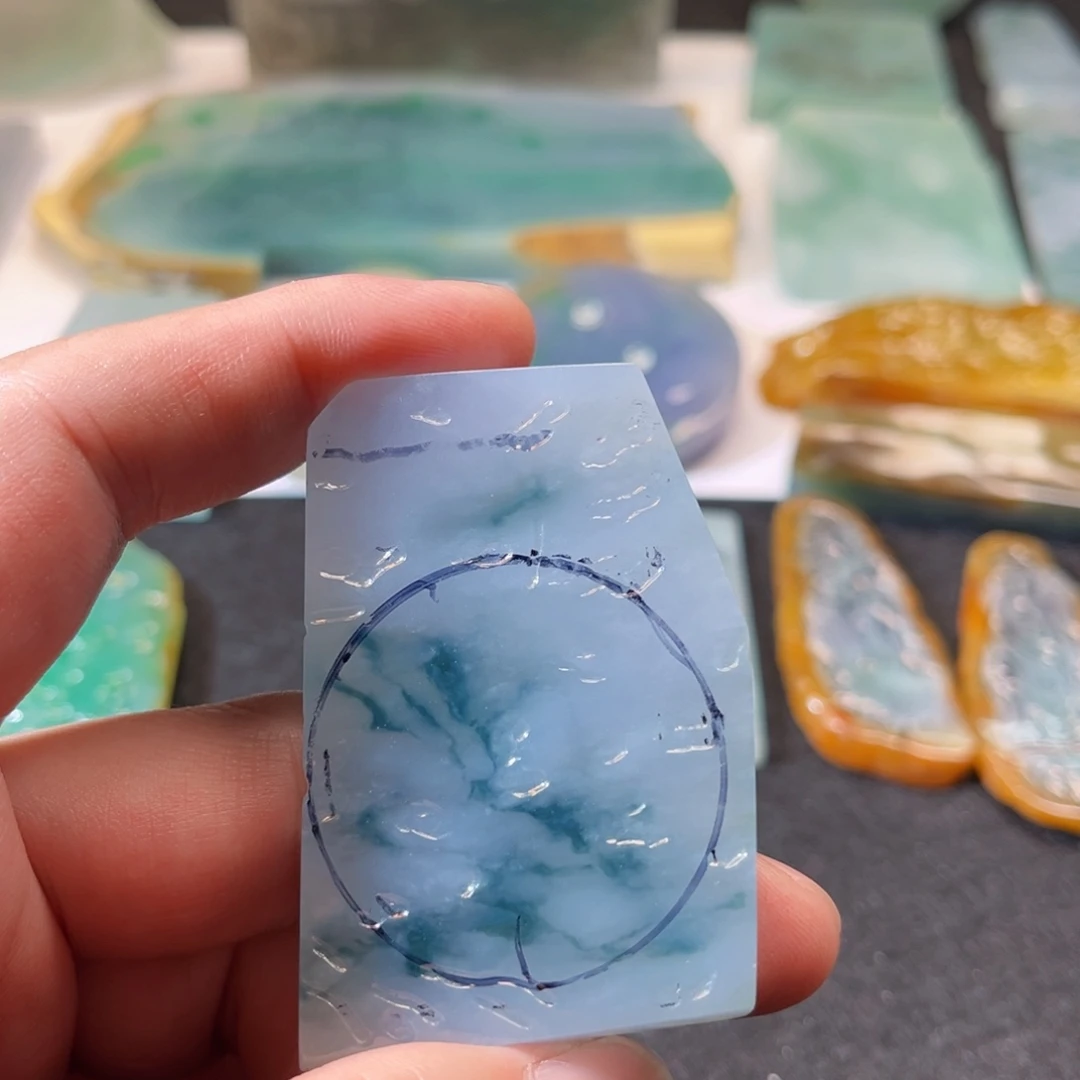 旧***场定制翡翠未镶嵌平安扣