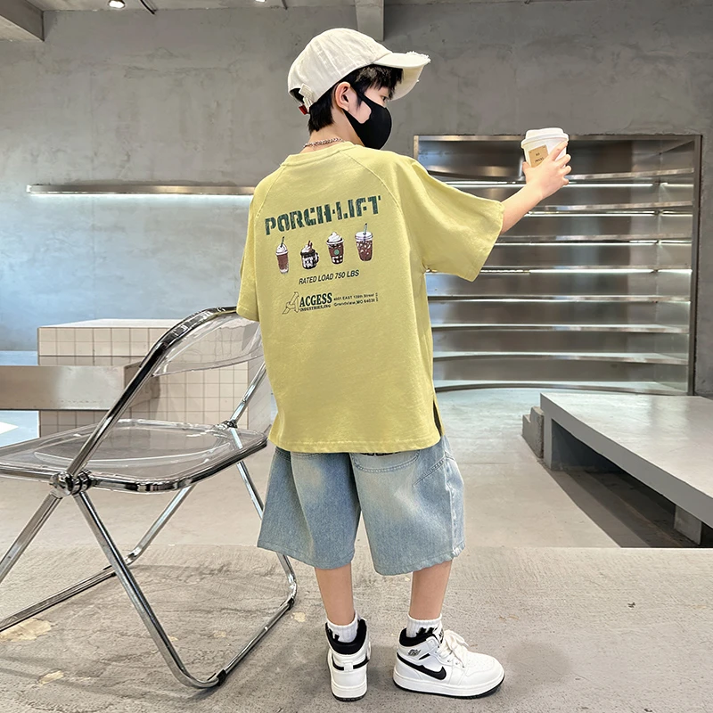 童装男童夏装套装2025新款儿童T恤夏季男孩夏款休闲短袖中大童潮t