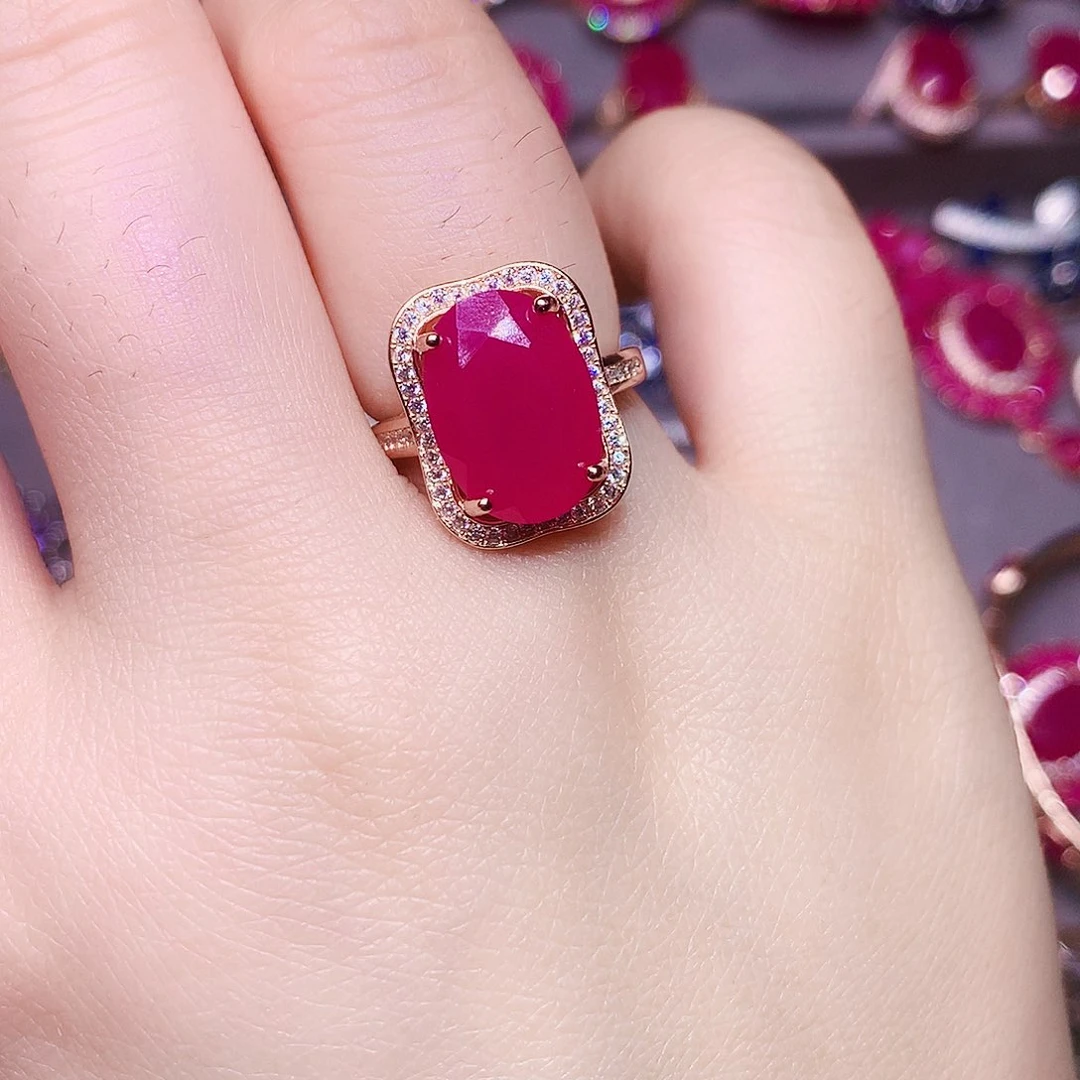 银S925镶嵌戒指红宝石