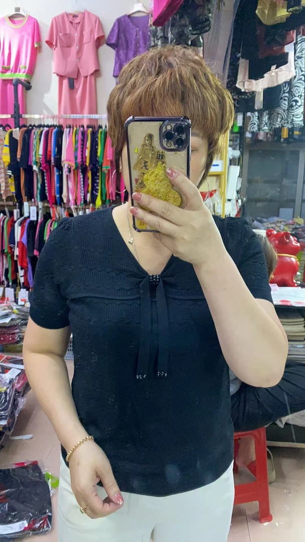 【成田细娜服装】夏季新款！v领领结短袖