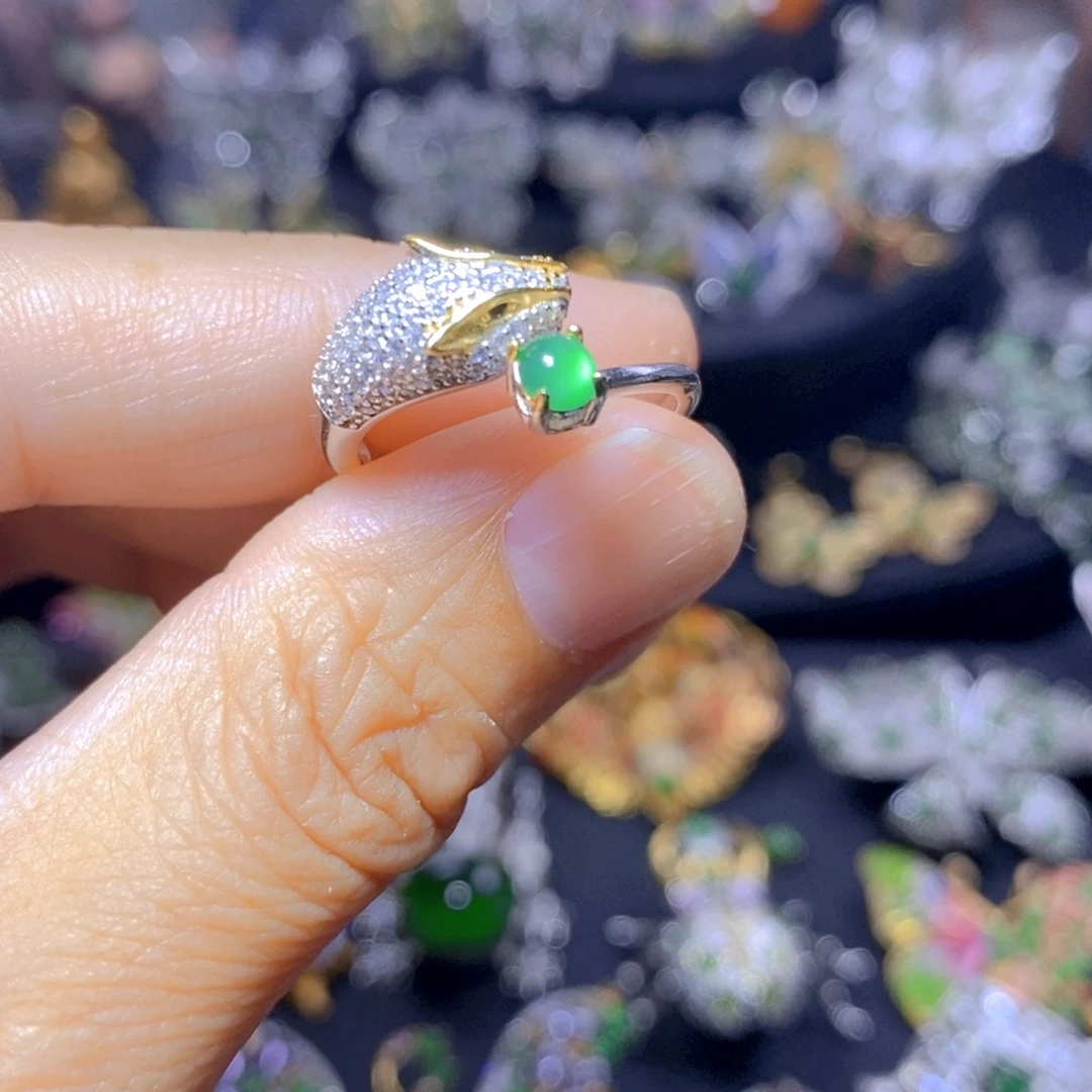 翡翠银S925镶嵌吊坠(不含链)天然翡翠